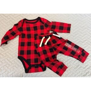 Red and Black Plaid Baby Outfit 6-12 Months